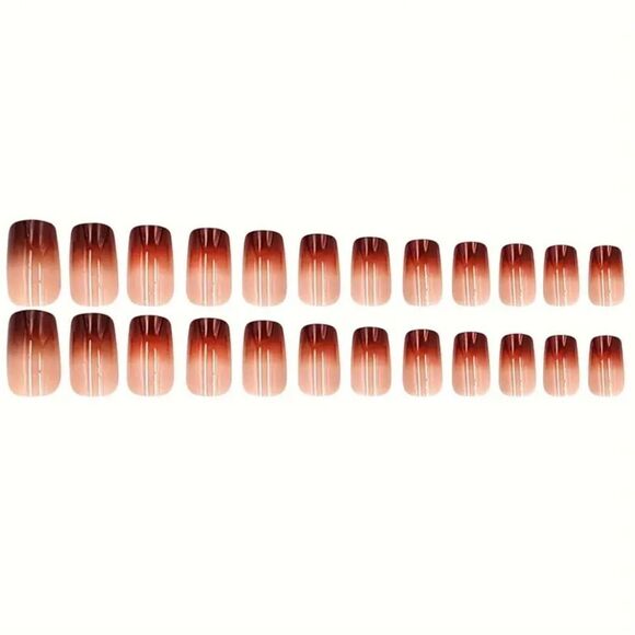 24pcs Square Press On Nails Medium White, Brown or Silver French Fake Nails - Picture 6 of 17